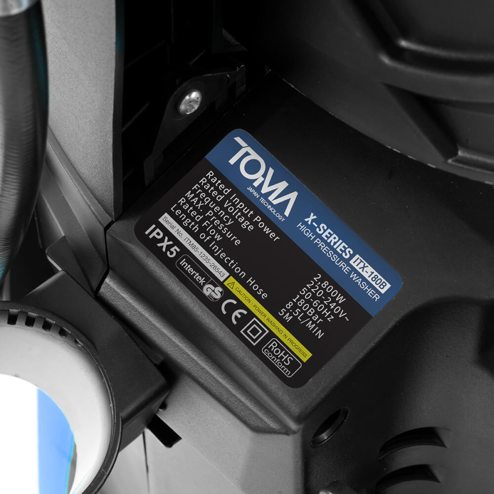เครื่องฉีดน้ำแรงดันสูง TOMA JAPAN รุ่น ITX-180B 180 บาร์ 2800 วัตต์